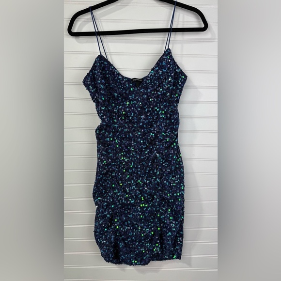 Speechless blue juniors sparkly sequined ruched mini dress. Size L. NWT - Picture 1 of 4